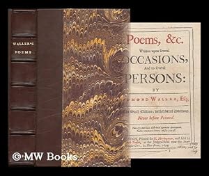 Bild des Verkufers fr Poems, &c : written upon several occasions, and to several persons / by Edmond Waller zum Verkauf von MW Books Ltd.