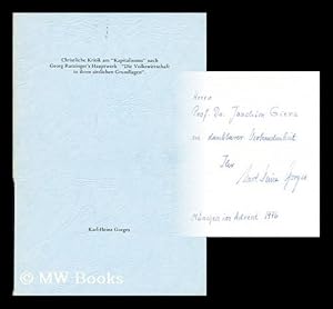 Seller image for Christliche kritik am kapitalismus nach georg ratzinger hauptwerk "die volkswirtschaft in ihren sittlichen grundlagen" for sale by MW Books Ltd.