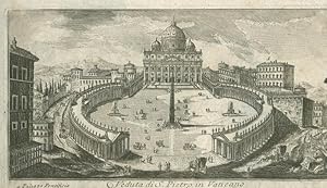 Bild des Verkufers fr Veduta di S. Pietro in Vaticano". Original-Kupferstich (anonym), Blattgre: 20 x 30,5 cm, um 1700. zum Verkauf von Antiquariat Michael Eschmann