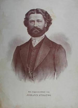 Ein Jugendportrait von Johann Strauss. Lithographie aus "Musikalische Rundschau". Wien, J. Eberle...