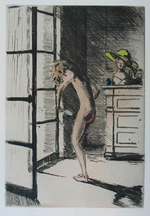 Kolorierte Radierung aus Colette Willy "L'ingénue libertine". Paris, Éditions Excelsior 1926, 21 ...