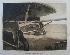 Radierung / Aquatinta "Monoplani ,Caproni' sul campo", links unten in der Platte signiert; um 193...