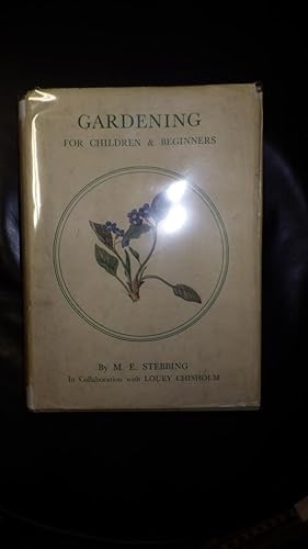 Seller image for GARDENING FOR CHILDREN AND BEGINNERS in Beige Dustjacket with Purple Flower in circle on Front, with Beautiful color plates of Flowers with Tissue Guards, for sale by Bluff Park Rare Books