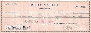 Seller image for Rudy Vallee Signed Check for sale by The Ridge Books