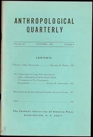 Image du vendeur pour Navaho Urban Silversmiths in Anthropological Quarterly Volume 40, Number 4 mis en vente par The Book Collector, Inc. ABAA, ILAB