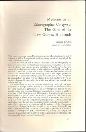 Immagine del venditore per Medicine as an Ethnographic Category: The Gimi of the New Guinea Highlands venduto da The Book Collector, Inc. ABAA, ILAB
