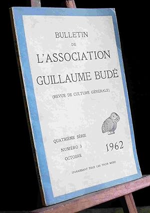 Bild des Verkufers fr BULLETIN DE L'ASSOCIATION GUILLAUME BUDE - No 3 - OCTOBRE 1962 zum Verkauf von Livres 113
