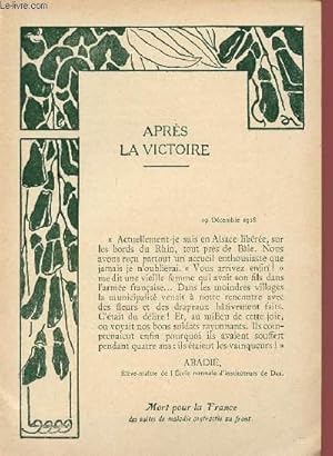 Imagen del vendedor de APRES LA VICTOIRE. a la venta por Le-Livre