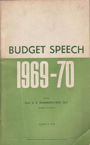Budget Speech 1969-70.