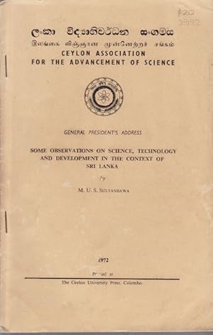 Some Observations on Science, Technology and Development in the Context of Sri Lanka.