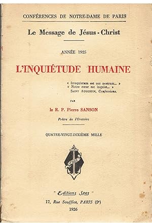 Seller image for Le Message de Jsus-Christ - anne 1925 - L'Inquitude Humaine for sale by Joie de Livre