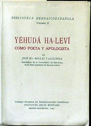 Bild des Verkufers fr Yehud Ha - Lev como poeta y apologista zum Verkauf von DEL SUBURBIO  LIBROS- VENTA PARTICULAR