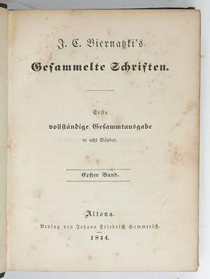 Imagen del vendedor de Gesammelte Schriften. Erste vollstndige Gesammtausgabe in acht Bnden. Erster (-achter) Band. a la venta por Antiquariat INLIBRIS Gilhofer Nfg. GmbH