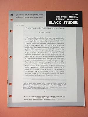 Seller image for PROTEST AGAINST THE POLITICAL STATUS OF THE NEGRO (Bobbs-Merrill Reprint Series in Black Studies: BC-273) for sale by Cream Petal Goods