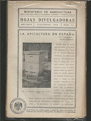 Imagen del vendedor de ABEJAS Y APICULTURA- 11ejempl -HOJAS DIVULGADORAS DEL MINISTERIO DE AGRICULTURA SOBRE TEMA:Apicultura en Espaa (1945)-Las abejas en el campo-Varios casos curacin de Loque-Colmena de cemento(46)-Prevencin de Micosis(47)-Las polillas de colmenas(48)- a la venta por CALLE 59  Libros