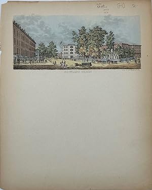 Bowling Green [caption title below a color view of that New York City neighborhood, 3 x 7 inches]