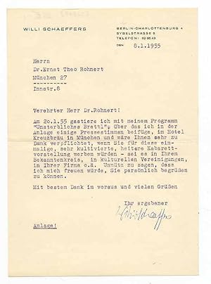Maschinenschriftlicher Brief mit eigenhändiger Unterschrift, datiert 8.1.1955.