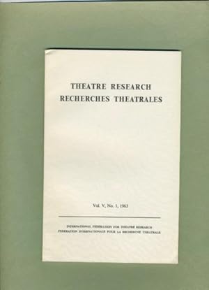 Image du vendeur pour Theatre Research Recherches Theatrales: Volume V, No. 1, 1963. mis en vente par Cream Petal Goods