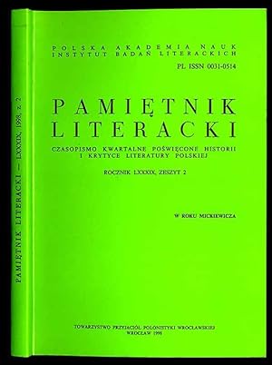 Bild des Verkufers fr Pamietnik Literacki. Czasopismo kwartalne poswiecone historii i krytyce literatury polskiej. R.89. Z.2 zum Verkauf von POLIART Beata Kalke