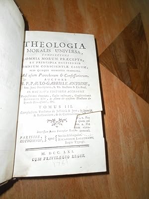 Image du vendeur pour Theologia Moralis Universa mis en vente par Dublin Bookbrowsers