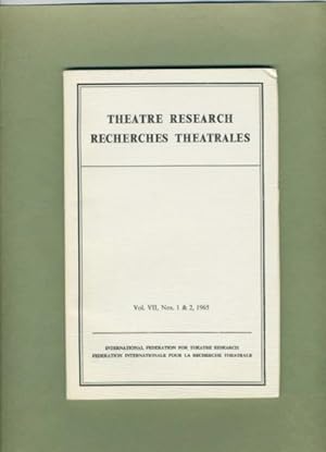Bild des Verkufers fr Theatre Research Recherches Theatrales: Volume VII, Nos. 1 & 2, 1965. zum Verkauf von Cream Petal Goods