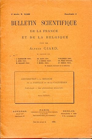 Imagen del vendedor de Contribution � la biologie de la Patelle et de la Calyptr�e, L'�thologie - Les ph�nom�nes sensoriels a la venta por Sylvain Par�