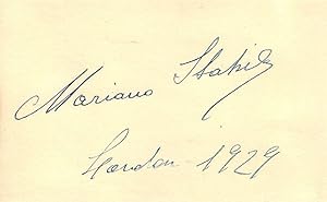 Autograph / signature of the Italian baritone Mariano Stabile, dated London 1929.