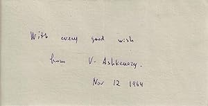 Autograph / signature of the Russain born pianist, Vladimir Ashkenazy. Dated, Nov 12 1964.