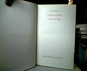 Bild des Verk�ufers f�r Literatur und L�ge. Herausgegeben von Heinrich Fischer (= Sechster Band der Werke von Karl Kraus). zum Verkauf von Antiquariat Michael Solder