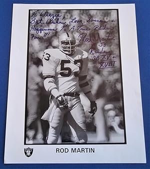 Rod Martin of The Oakland Raiders (Signed Publicity Photograph Photo)