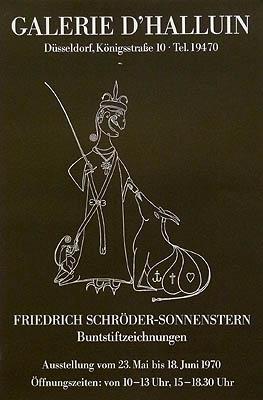 Plakat / poster: Friedrich Schröder-Sonnenschein. Buntstiftzeichnungen. Galerie D'Halluin. Düssel...