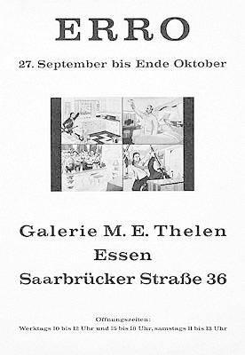 Plakat / poster: Erro. 27. September bis Ende Oktober (1969). Galerie M. E. Thelen Essen Saarbrüc...