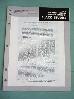 Image du vendeur pour THE VOLUNTARY ASSOCIATIONS OF NEGROES (Bobbs-Merrill Reprint Series in Black Studies: BC-13) mis en vente par Cream Petal Goods