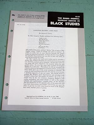 Image du vendeur pour LANGSTON HUGHES: COOL POET (Bobbs-Merrill Reprint Series in Black Studies: BC-63) mis en vente par Cream Petal Goods