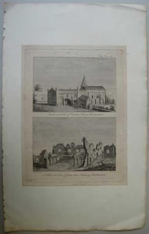 Olveston Priory Grace Dieu Nunnery, Leicestershire, 1795, Antique Print