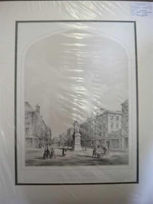 The Rutland Statue, Market Place, Leicester 1852, Antique, Lithograph