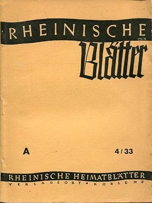 Rheinische Blätter. Rheinische Heimatblätter. Sonderheft Luxemburg. 4. Heft. April 1933.