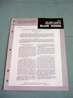 Image du vendeur pour THE QUALITY OF DEMOGRAPHIC DATA FOR NONWHITES (Bobbs-Merrill Reprint Series in Black Studies: BC-77) mis en vente par Cream Petal Goods