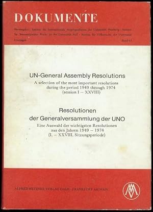 Image du vendeur pour UN-General Assembly Resolutions: A Selection of the Most Important Resolutions during the period 1949 through 1974 (Session I-XXVIII) mis en vente par Bookmarc's