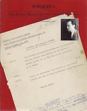 Immagine del venditore per Sotheby's New York. Fine Books, Manuscripts, and Original Drawings December 14, 1998 Includes the Original 1938 Typescript For the War of The Worlds by Orson Welles. List of Prices Realized included. IAA. venduto da Charles Lewis Best Booksellers