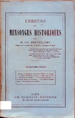 Seller image for ERREURS ET MENSONGES HISTORIQUES CINQUIEME SERIE for sale by Le-Livre