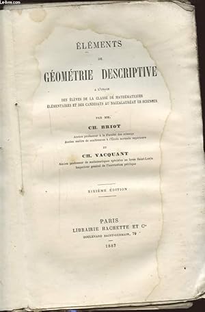 Imagen del vendedor de ELEMENTS DE GEOMETRIE DESCRIPTIVE a la venta por Le-Livre