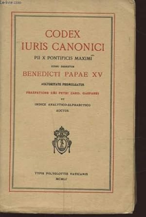 Immagine del venditore per CODEX IURIS CANONICI PII X PONTIFICIS MAXIMI venduto da Le-Livre