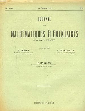 Bild des Verkufers fr JOURNAL DE MATHEMATIQUES ELEMENTAIRES N4, 15 NOV. 1955. INGENIEURS ADJOINTS DES TRAVAUX METEOROLOGIQUES, CONCOURS JUIN 1953. zum Verkauf von Le-Livre