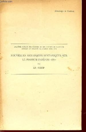 Bild des Verkufers fr NOUVELLES REMARQUES SYNTAXIQUES SUR LE PRONOM INDEFINI "ON" / EXTRAIT DU BULLETIN DE L'ANNEE 1916, N4 / HOMMAGE DE L'AUTEUR / ACADEMIE ROYALE DES SCIENCES ET DES LETTRES DE DANEMARK. zum Verkauf von Le-Livre