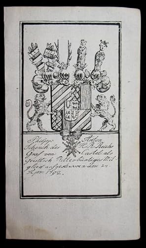 Bild des Verkufers fr Kupferstich-Wappen. Philipp Anton Schenck des HRR Reichs Graf von Castel. zum Verkauf von Antiquariat Thomas Rezek