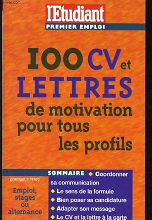 Image du vendeur pour 100 CV ET LETTRES DE MOTIVATION POUR TOUS LES PROFILS mis en vente par Le-Livre