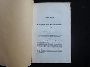 Bild des Verkufers fr Kritische Beitrge zur Geschichte und Alterthumskunde Tirols. zum Verkauf von Malota