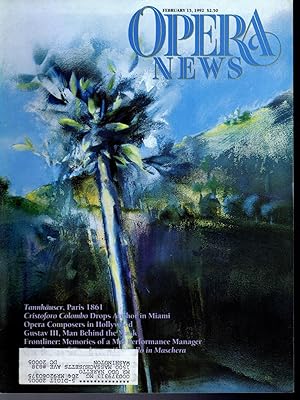 Imagen del vendedor de Opera News: Volume 56, No. 11; February 15, 1992 a la venta por Dorley House Books, Inc.