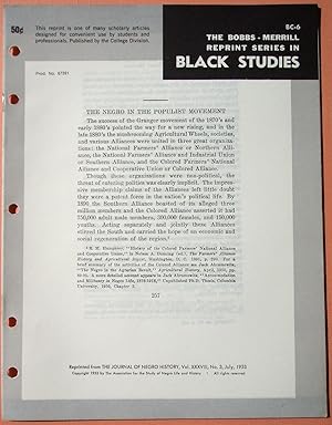 Imagen del vendedor de THE NEGRO IN THE POPULIST MOVEMENT (Bobbs-Merrill Reprint Series in Black Studies: BC-6) a la venta por Cream Petal Goods